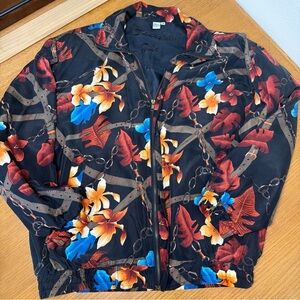 Shanghai Silk Floral and Chain Pattern Jacket Size medium